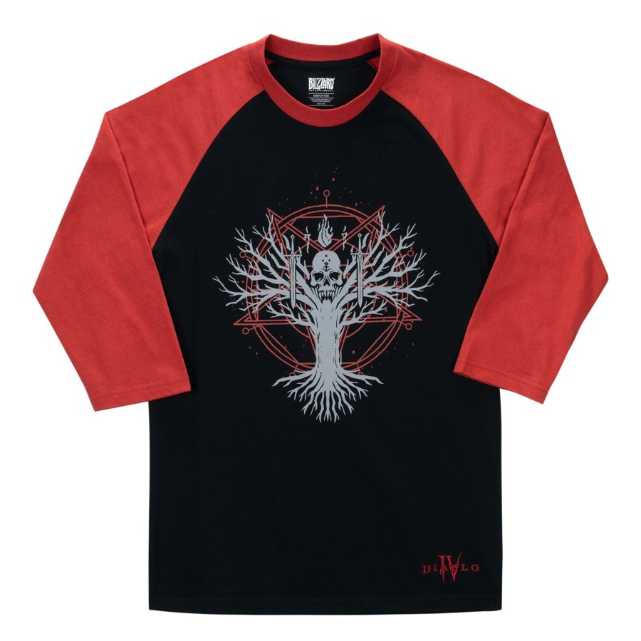 Apparel Thunderwear | Diablo Iv Necromancer 3/4 Baseball Black T-Shirt