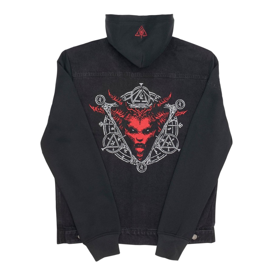 Apparel Thunderwear | Diablo Iv Lilith Denim Black Hoodie Jacket