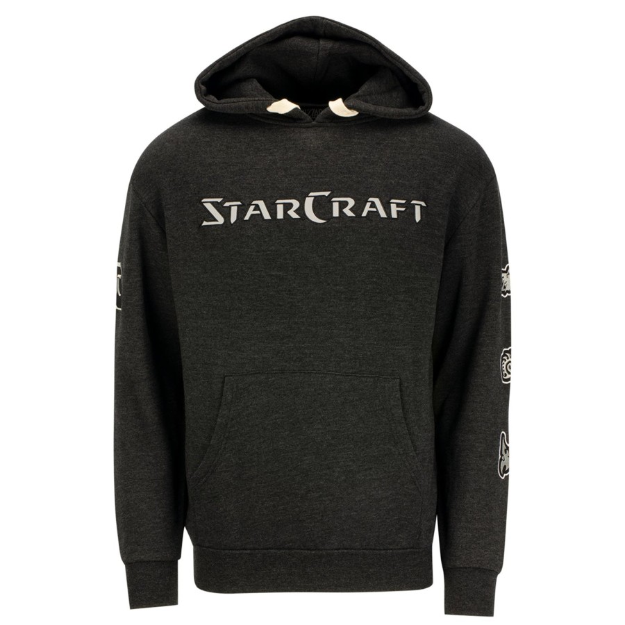 Apparel Thunderwear | Starcraft Heavy Weight Patch Pullover Heather Black Hoodie