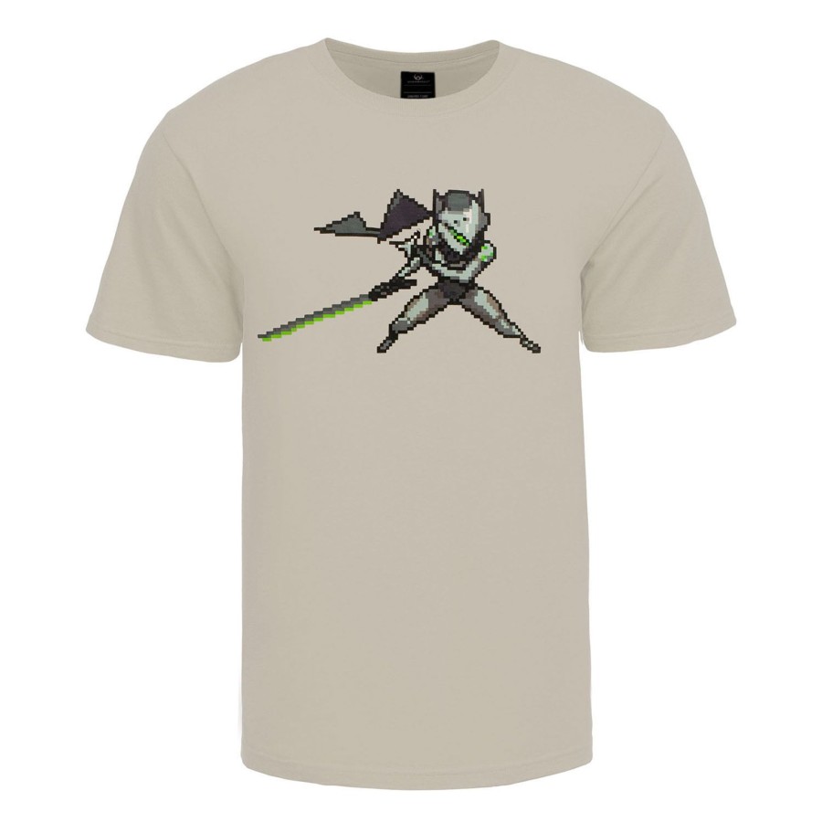 Apparel Level Up Wear | Overwatch Genji Beige Pixel T-Shirt