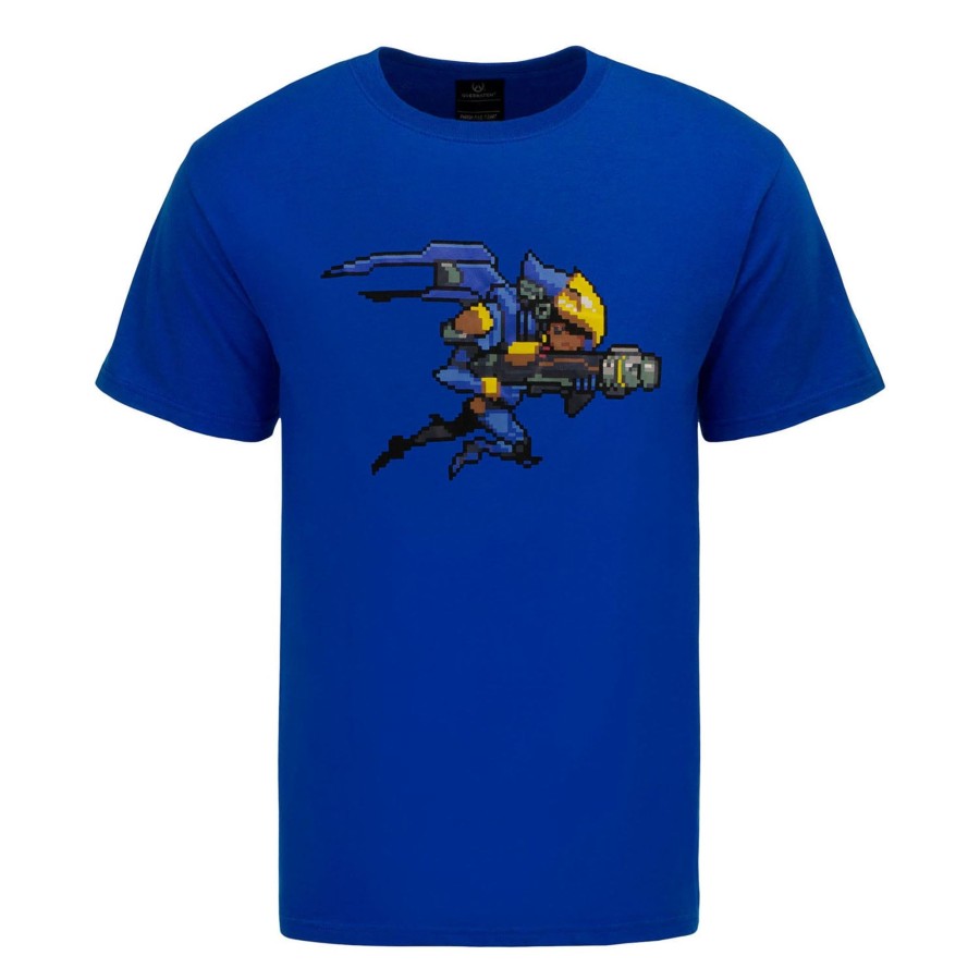 Apparel Level Up Wear | Overwatch Pharah Blue Pixel T-Shirt