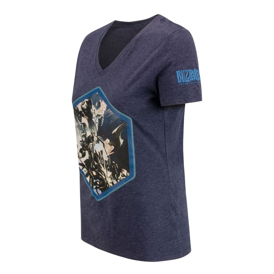 Apparel Fanatics | Heroes Of The Storm Women'S Heathered Navy Hexagon V-Neck T-Shirt