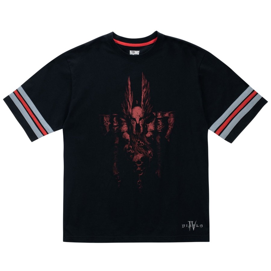 Apparel Thunderwear | Diablo Iv Barbarian Striped Sleeve Black T-Shirt