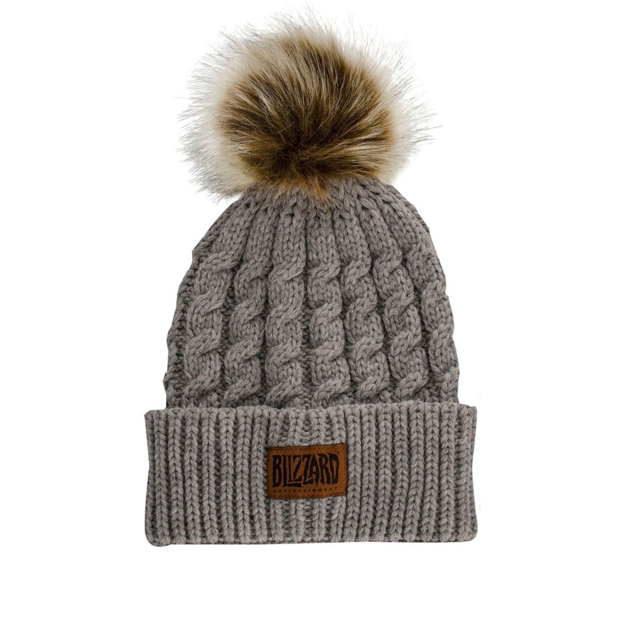 Apparel Apollo USA | Blizzard Entertainment Grey Faux Fur Pom Beanie