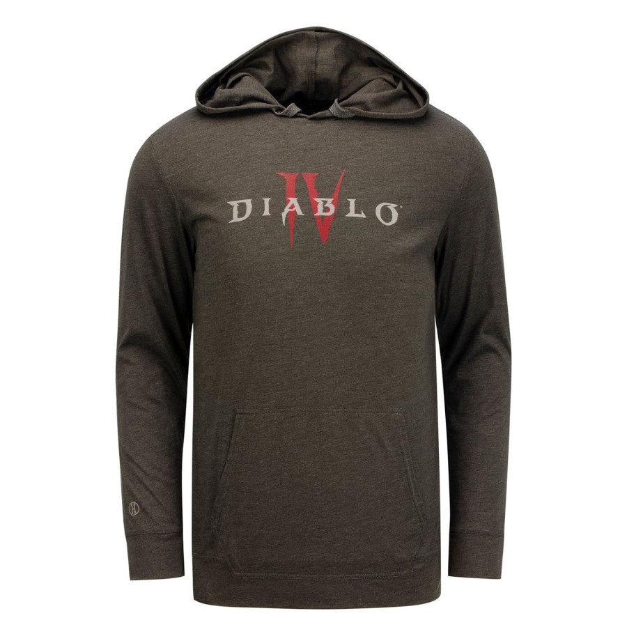 Apparel Augusta Sportswear | Diablo Iv Grey Logo Hooded Long Sleeve T-Shirt